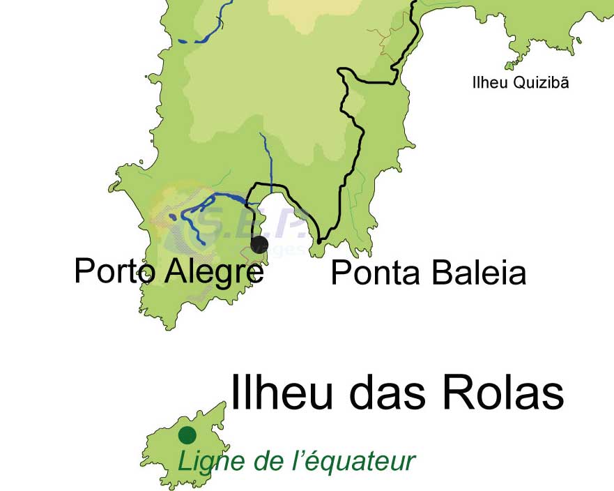 Situé au sud de l’île de Sao Tomé, le petit îlot de Rolas de 3 km2 a la particularité d’être traversé par la ligne de l’Équateur